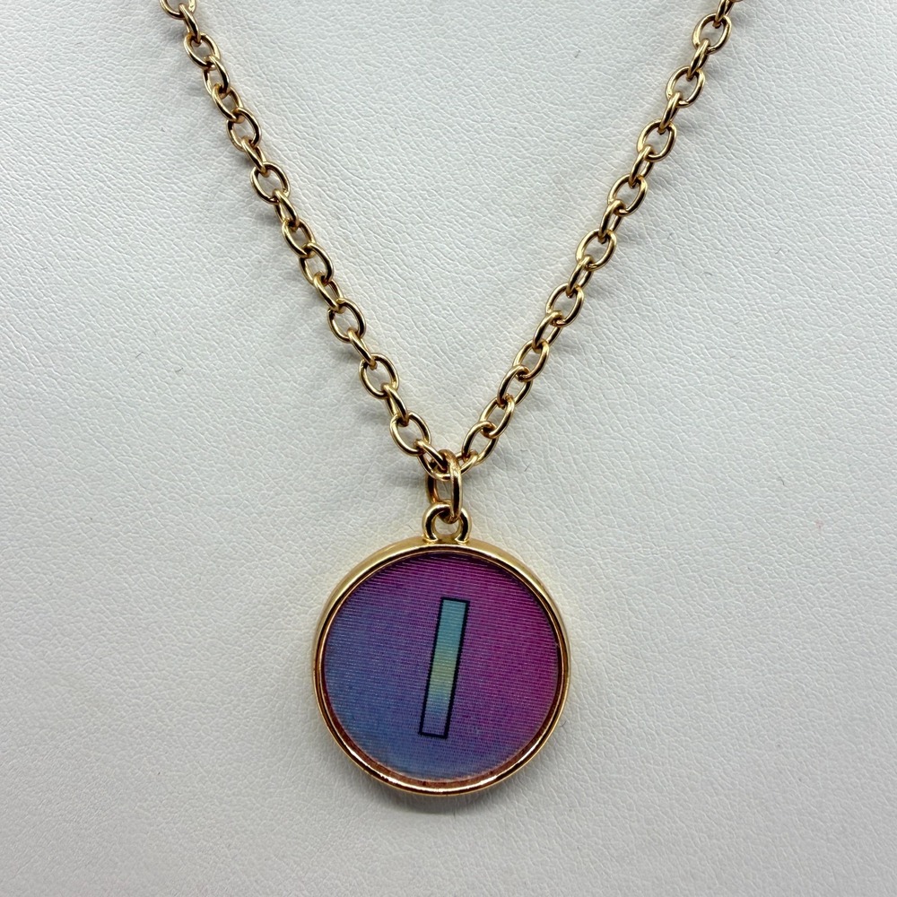 Gold Tone Chain Necklace Ombre Tone Letter I Pendant Unique Statement Jewelry